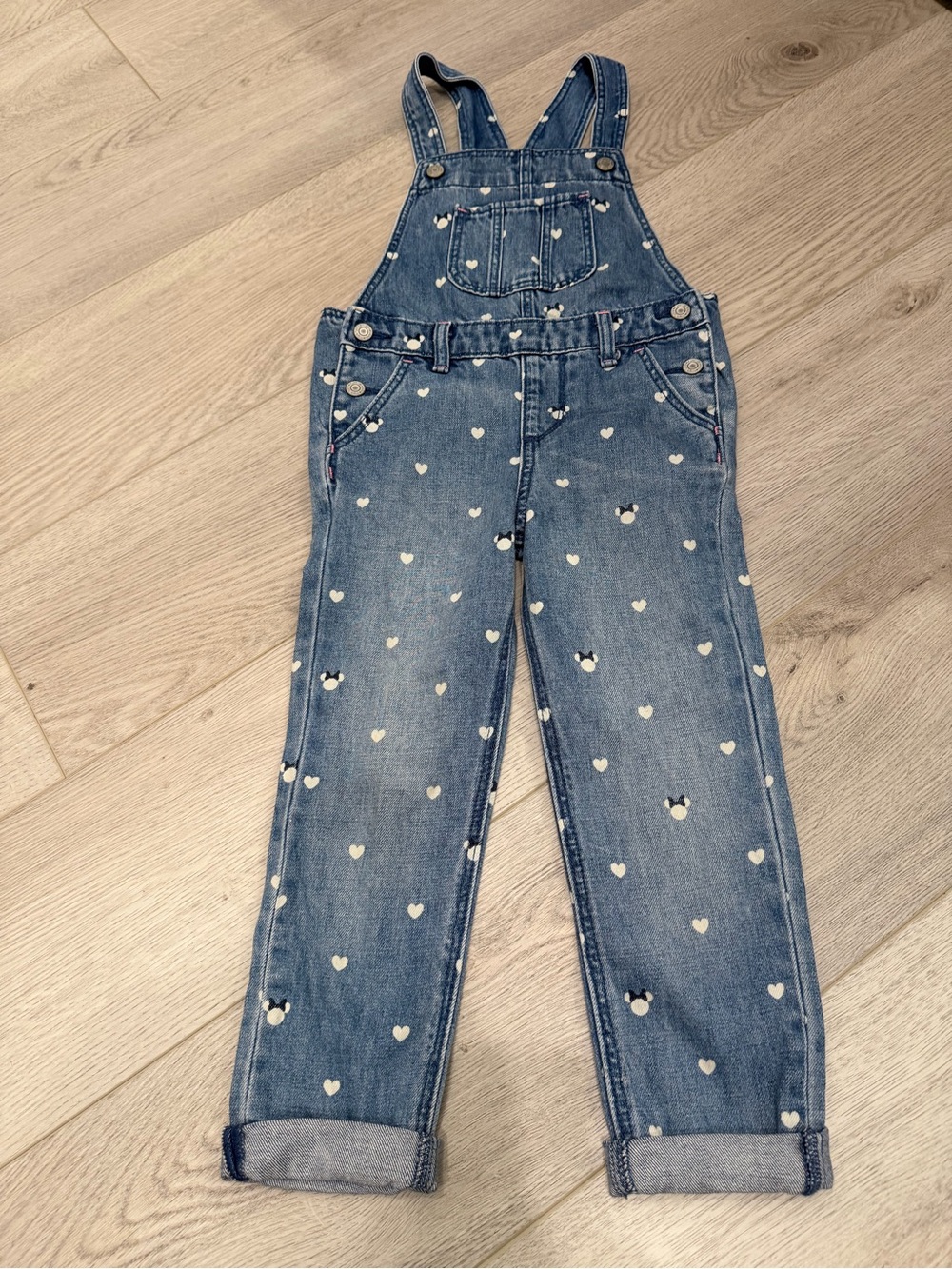 GAP Blue Denim Heart-Print Overalls